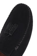 Men's Black Tassel Suede Leather Loafer | Derimod