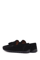 Men's Black Tassel Suede Leather Loafer | Derimod