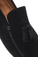 Men's Black Tassel Suede Leather Loafer | Derimod