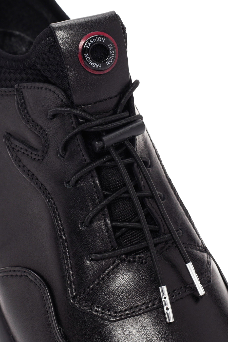 Erkek Siyah Bağcıklı Deri Sneaker
