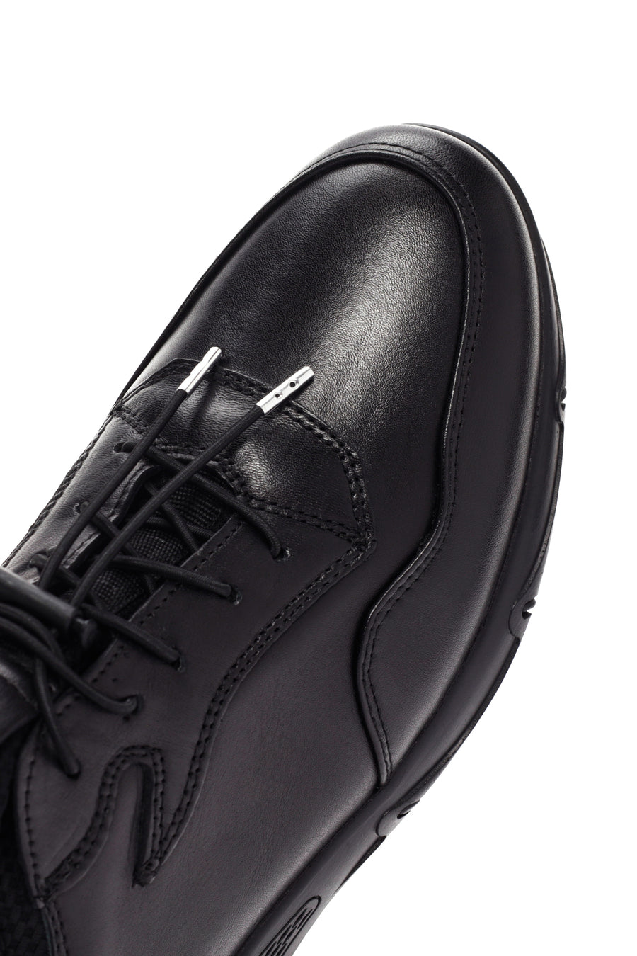 Erkek Siyah Bağcıklı Deri Sneaker