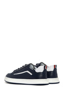 Erkek Lacivert Bağcıklı Deri Sneaker | Derimod