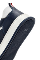 Erkek Lacivert Bağcıklı Deri Sneaker | Derimod