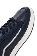 Erkek Lacivert Bağcıklı Deri Sneaker | Derimod