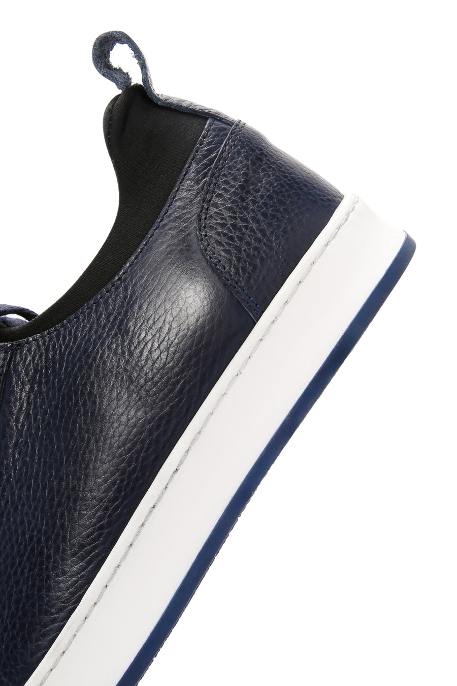Erkek Lacivert Bağcıklı Deri Sneaker