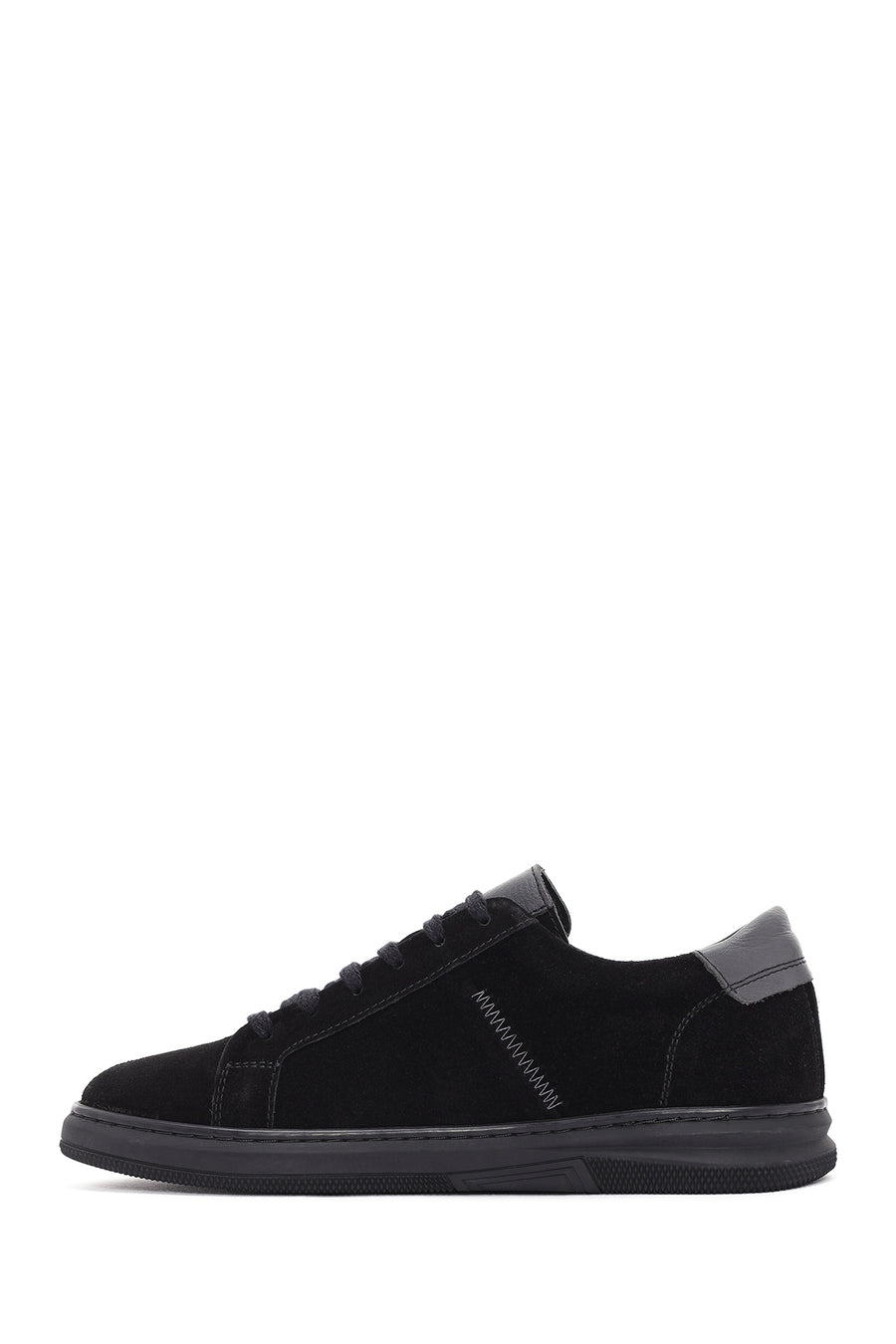 Men's Black Lace-Up Suede Leather Sneaker
