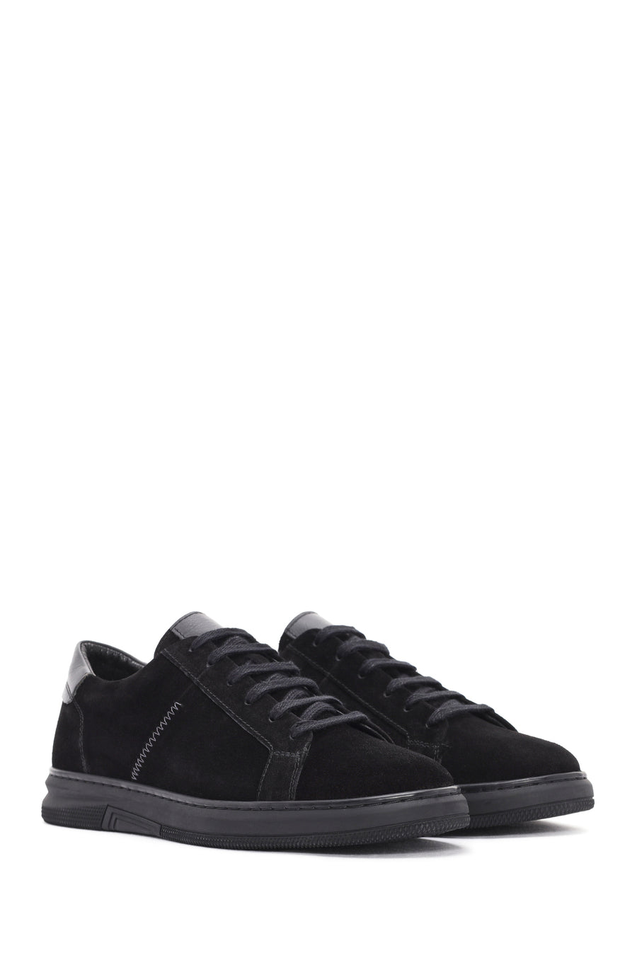 Men's Black Lace-Up Suede Leather Sneaker
