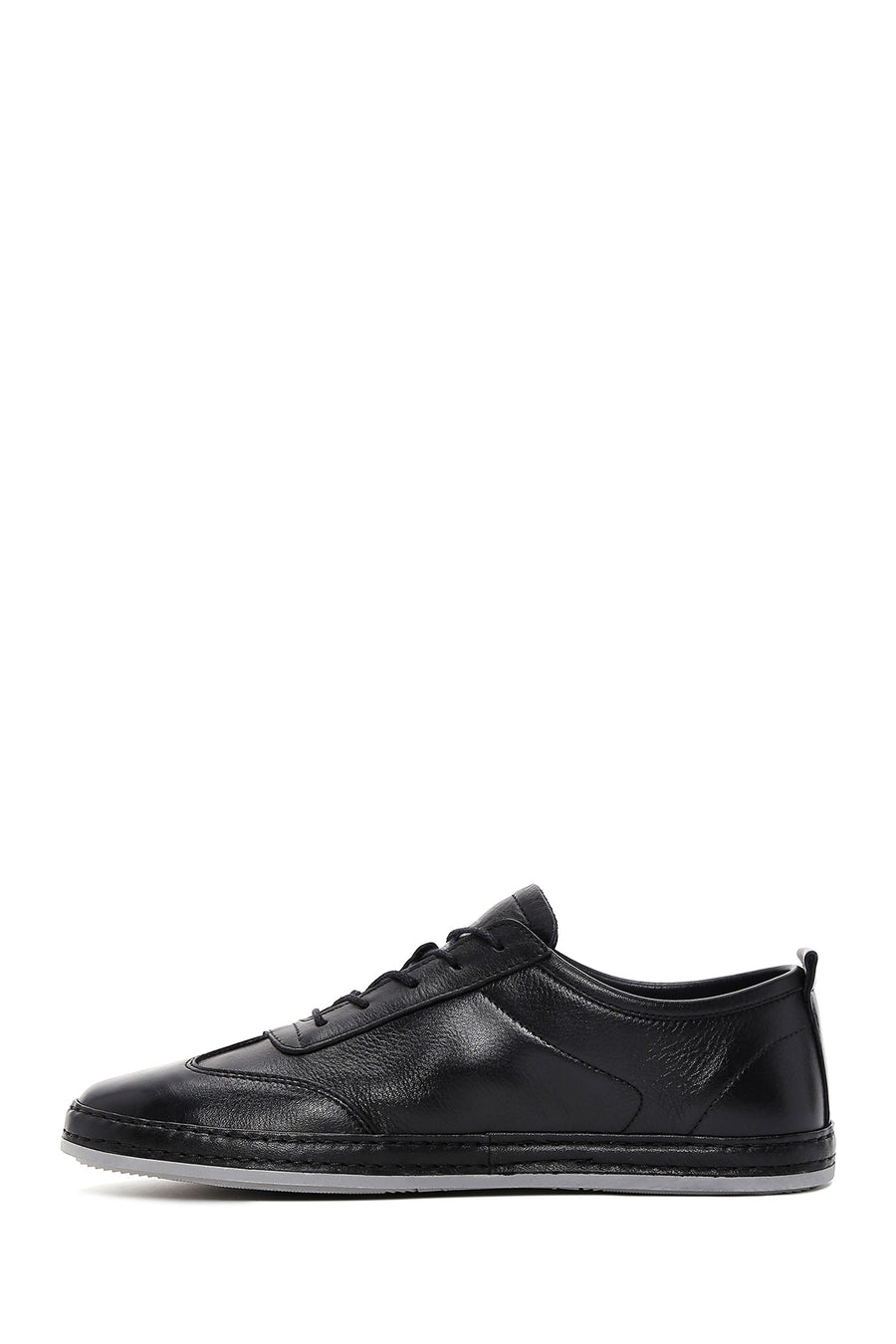 Men's Black Lace-up Leather Sneaker