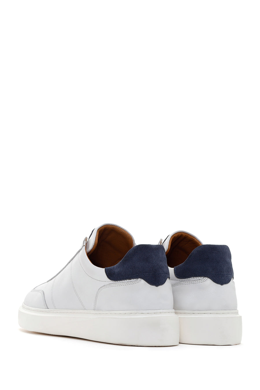 Erkek Beyaz Bağcıklı Deri Sneaker