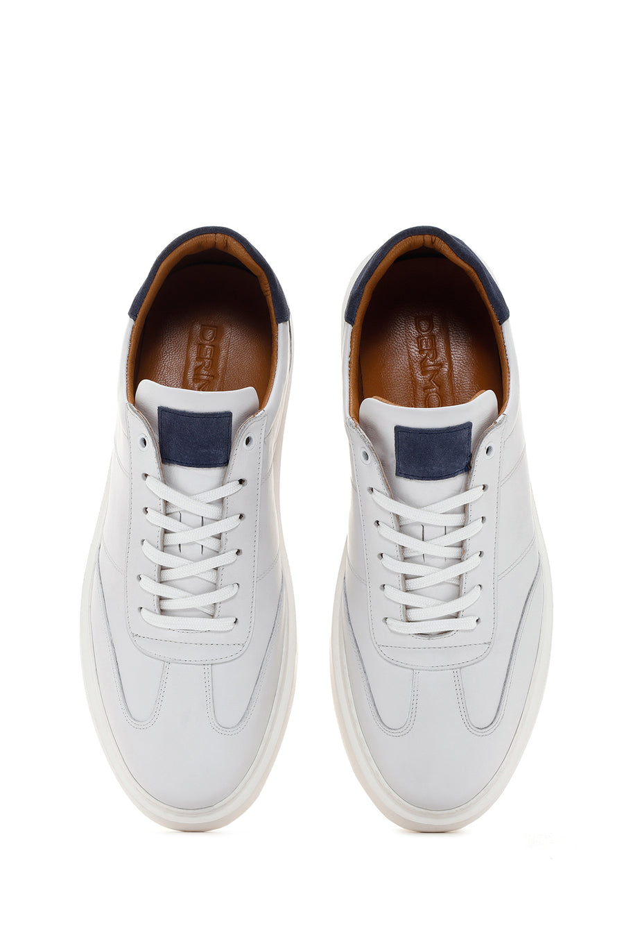 Erkek Beyaz Bağcıklı Deri Sneaker