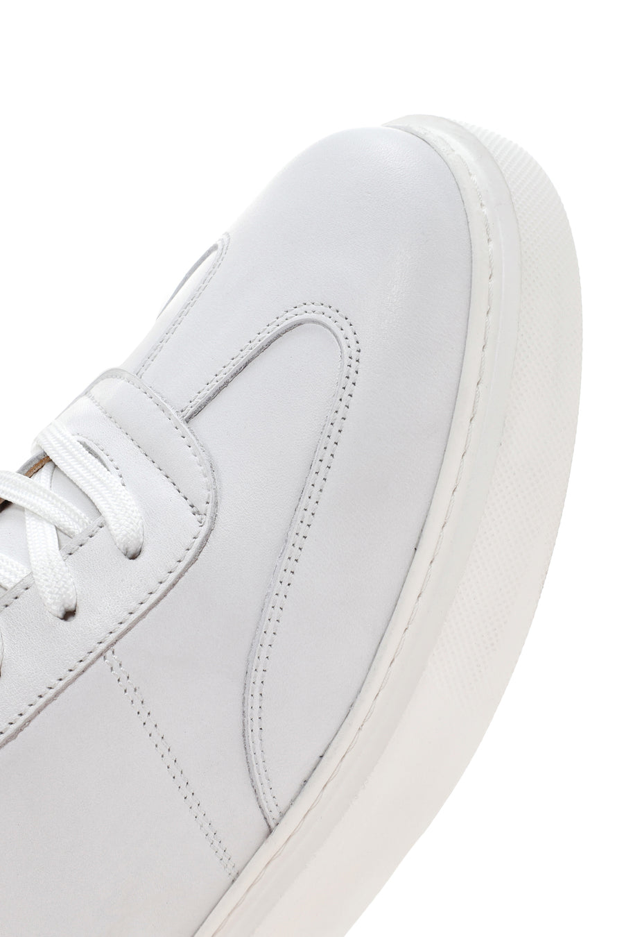 Erkek Beyaz Bağcıklı Deri Sneaker