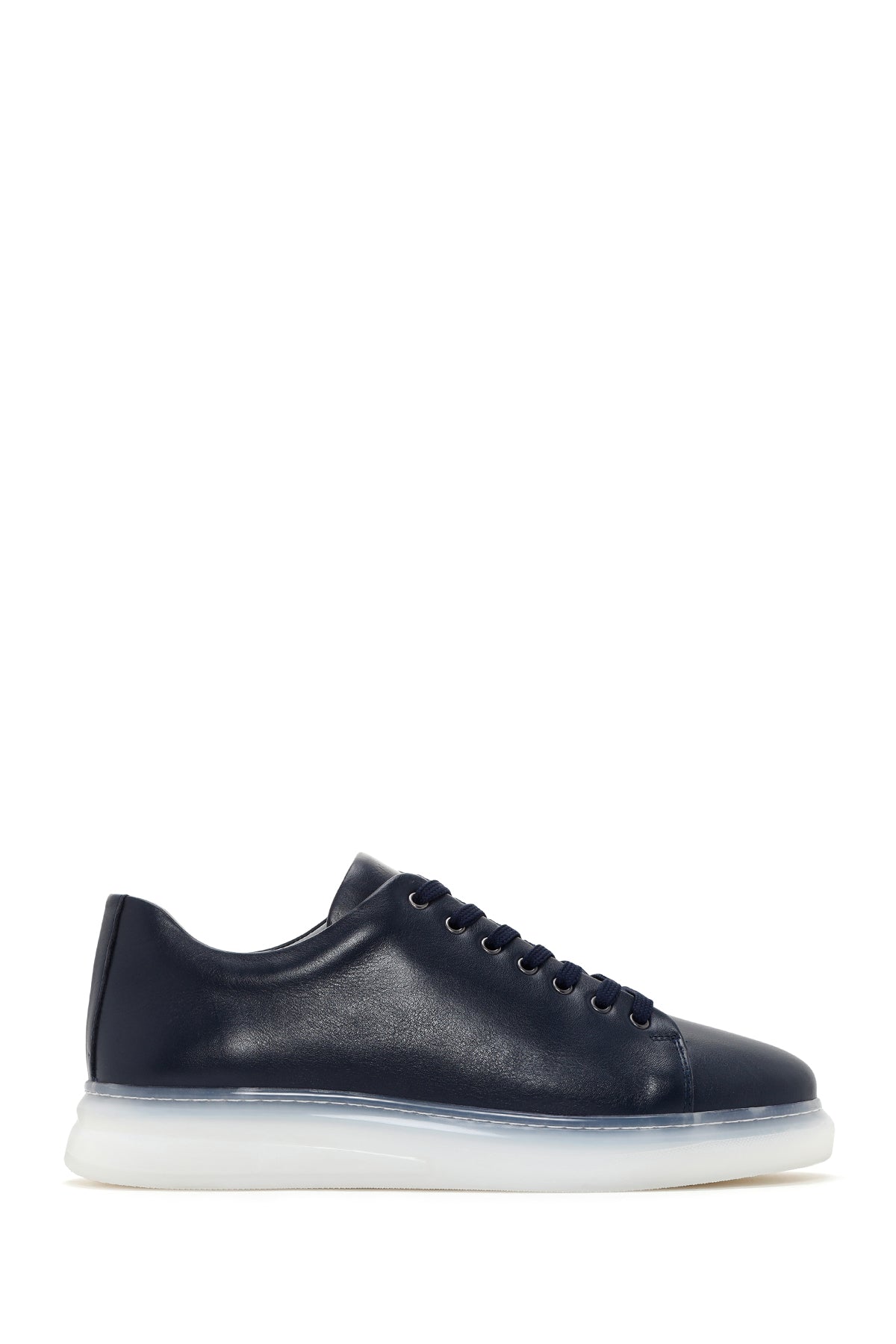 Men's Navy Blue Thick Sole Lace Up Leather Sneaker 24SFD675118 | Derimod