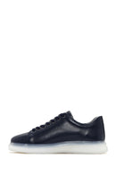 Men's Navy Blue Thick Sole Lace Up Leather Sneaker | Derimod