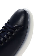 Men's Navy Blue Thick Sole Lace Up Leather Sneaker | Derimod