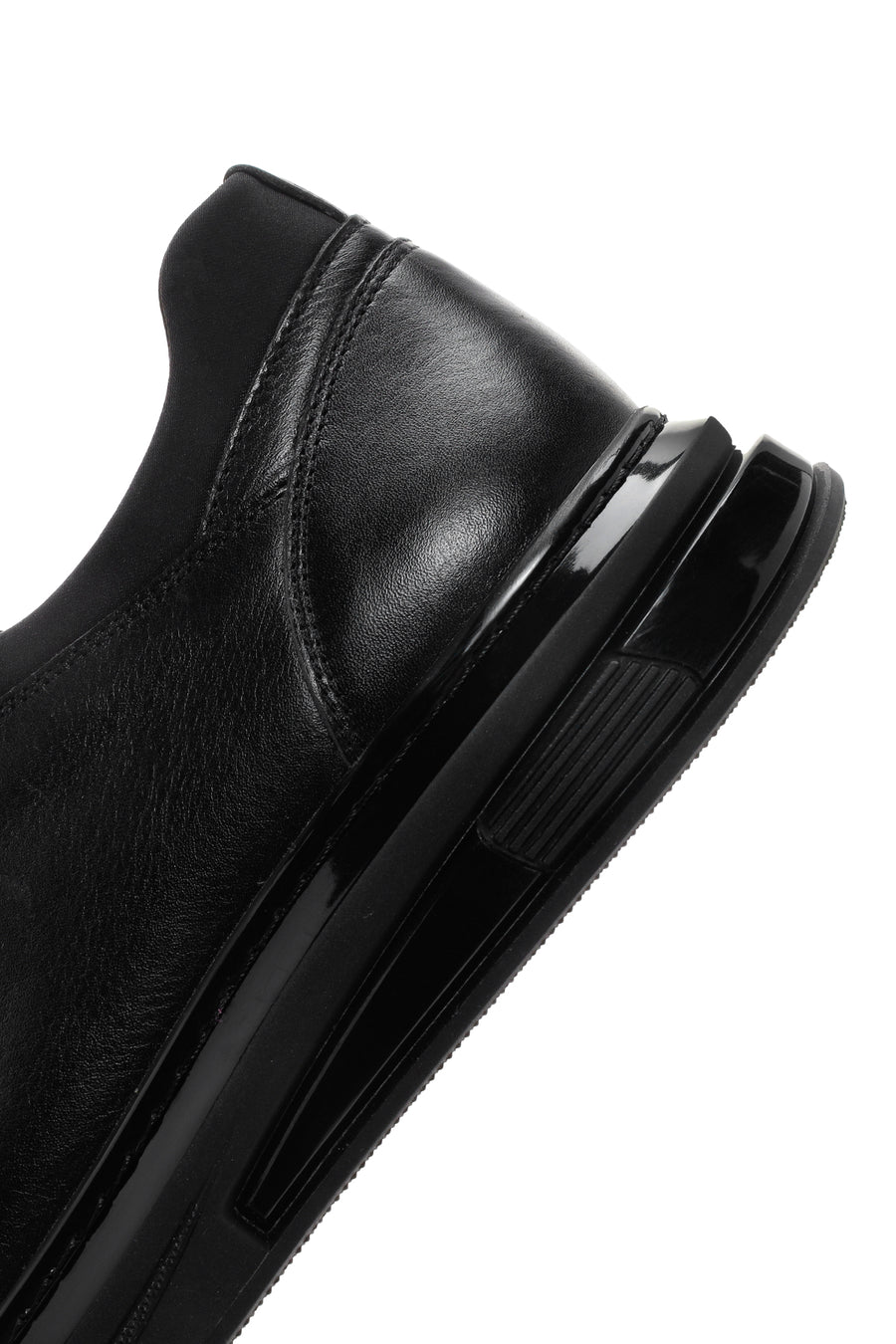 Erkek Siyah Kalın Tabanlı Bağcıklı Deri Sneaker