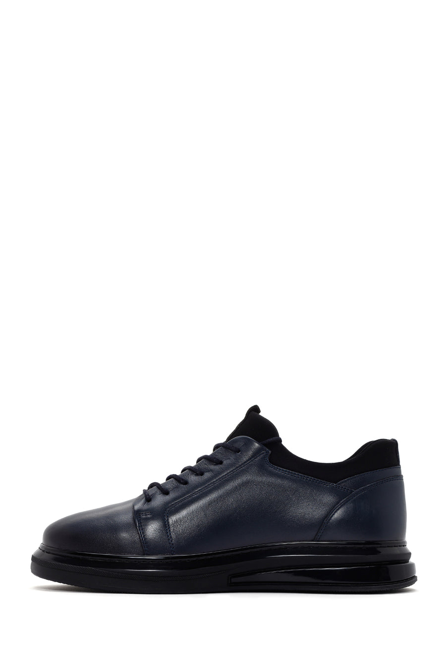 Men's Navy Blue Thick Sole Lace Up Leather Sneaker