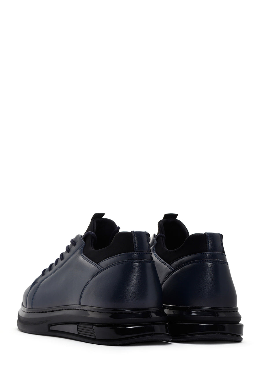 Men's Navy Blue Thick Sole Lace Up Leather Sneaker