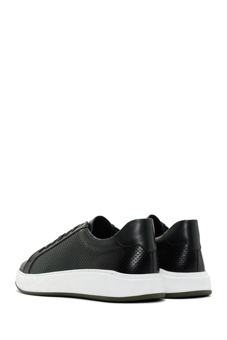 Men's Khaki Lace-up Thick-Sole Leather Sneaker