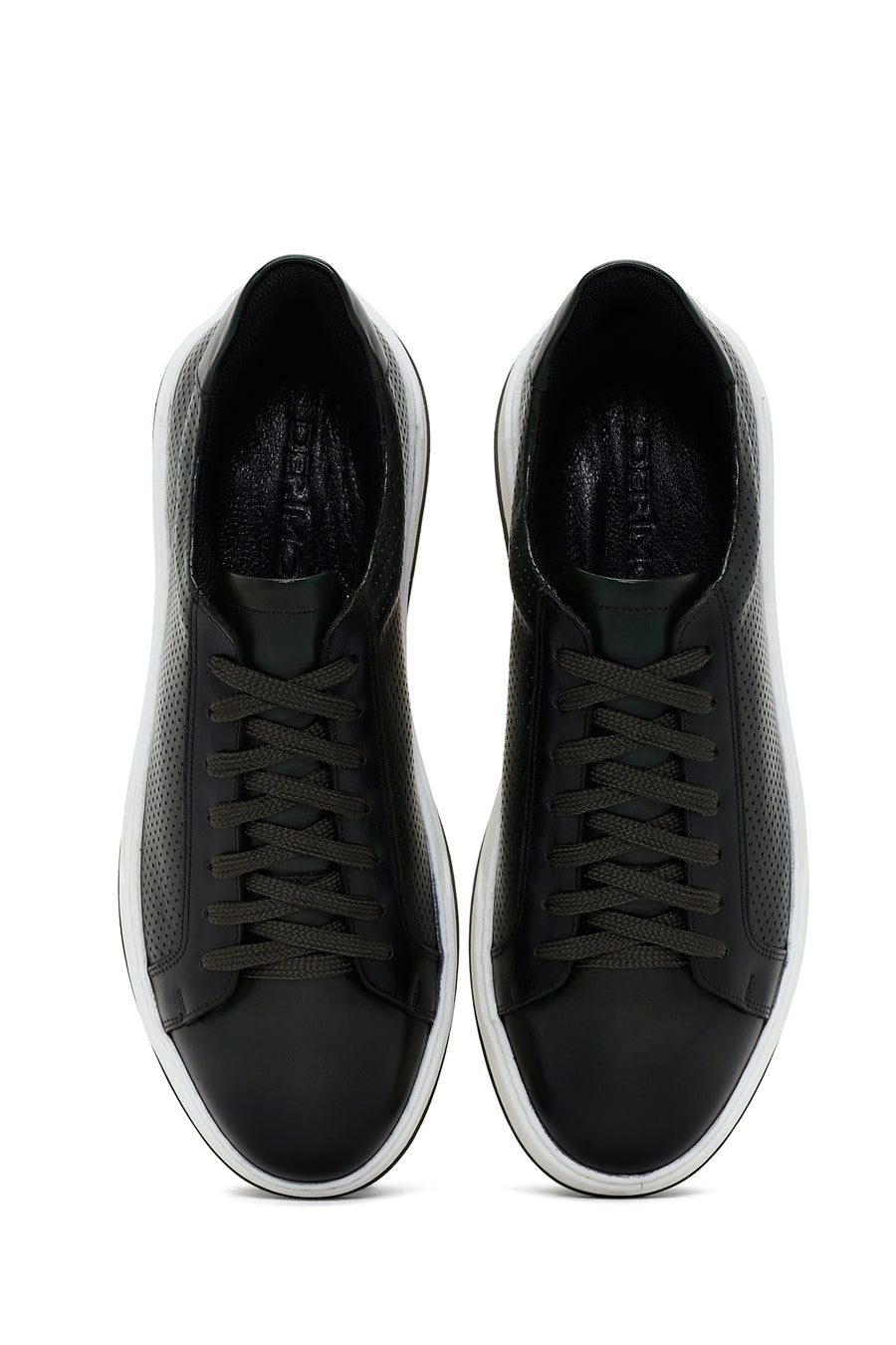 Men's Khaki Lace-up Thick-Sole Leather Sneaker