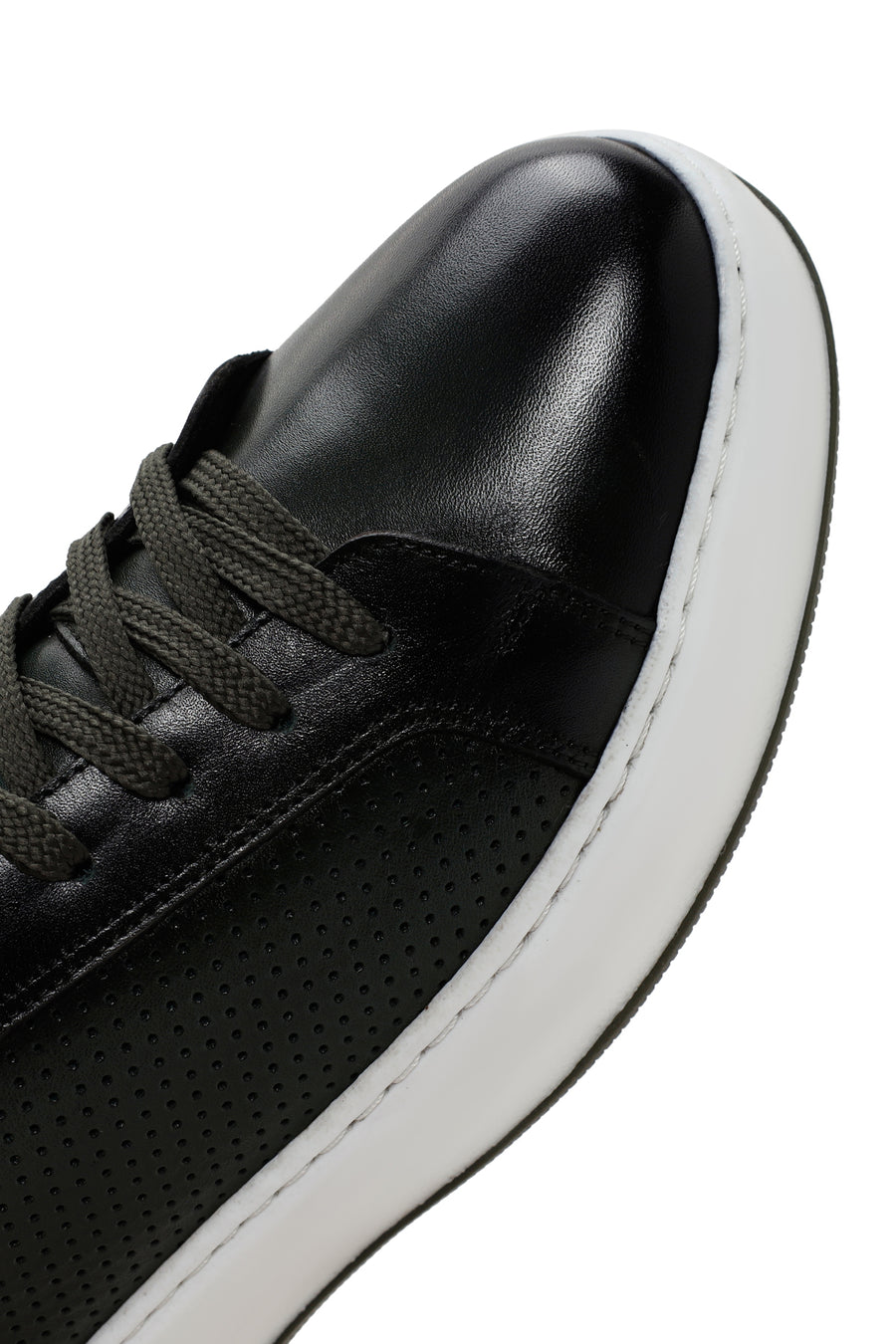 Men's Khaki Lace-up Thick-Sole Leather Sneaker