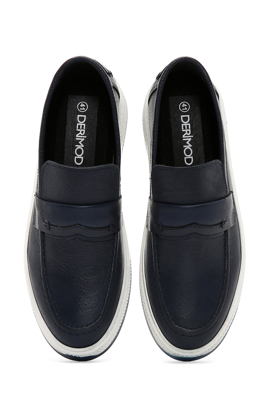 Erkek Lacivert Deri Casual Loafer