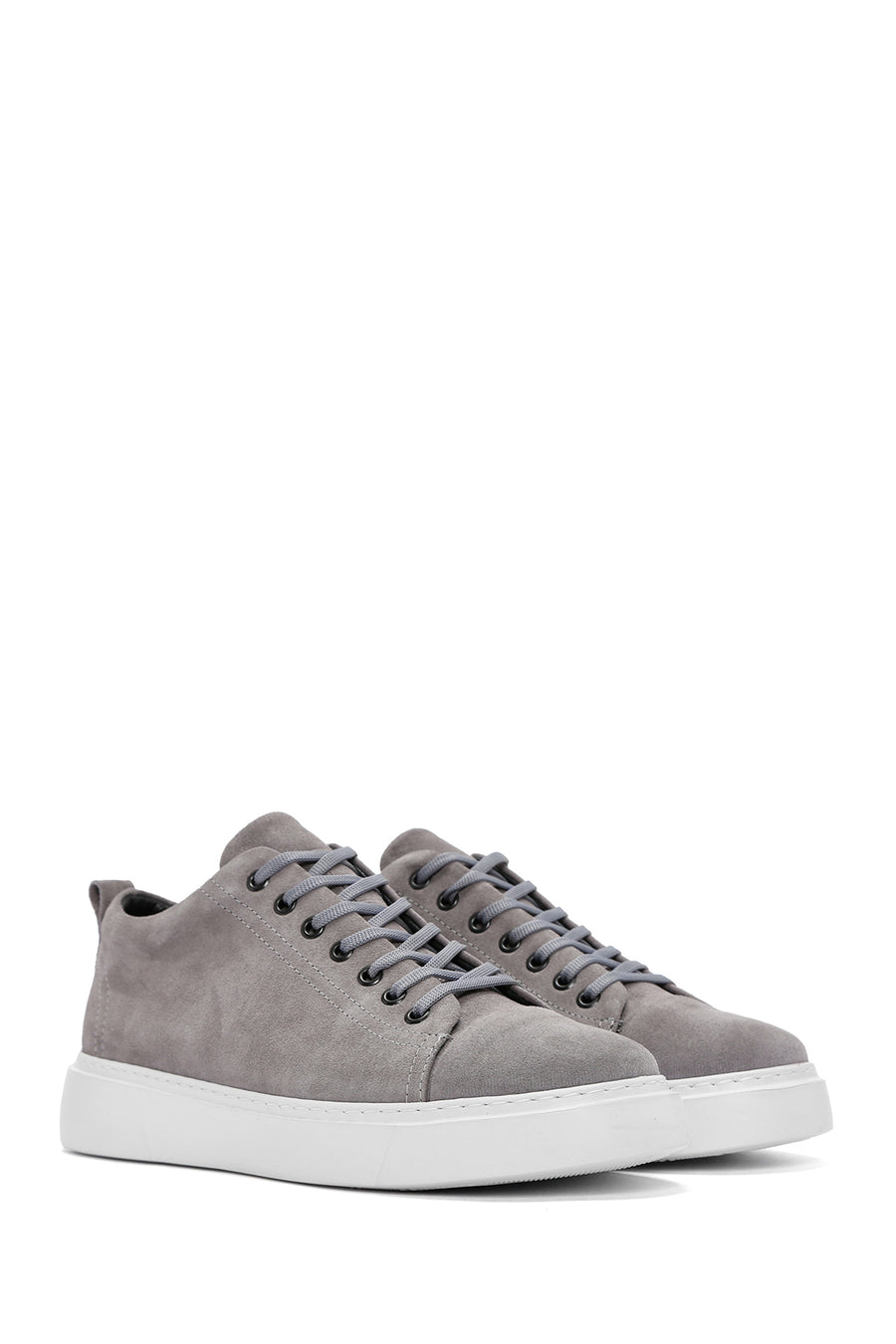 Men's Gray Lace-Up Suede Leather Sneaker