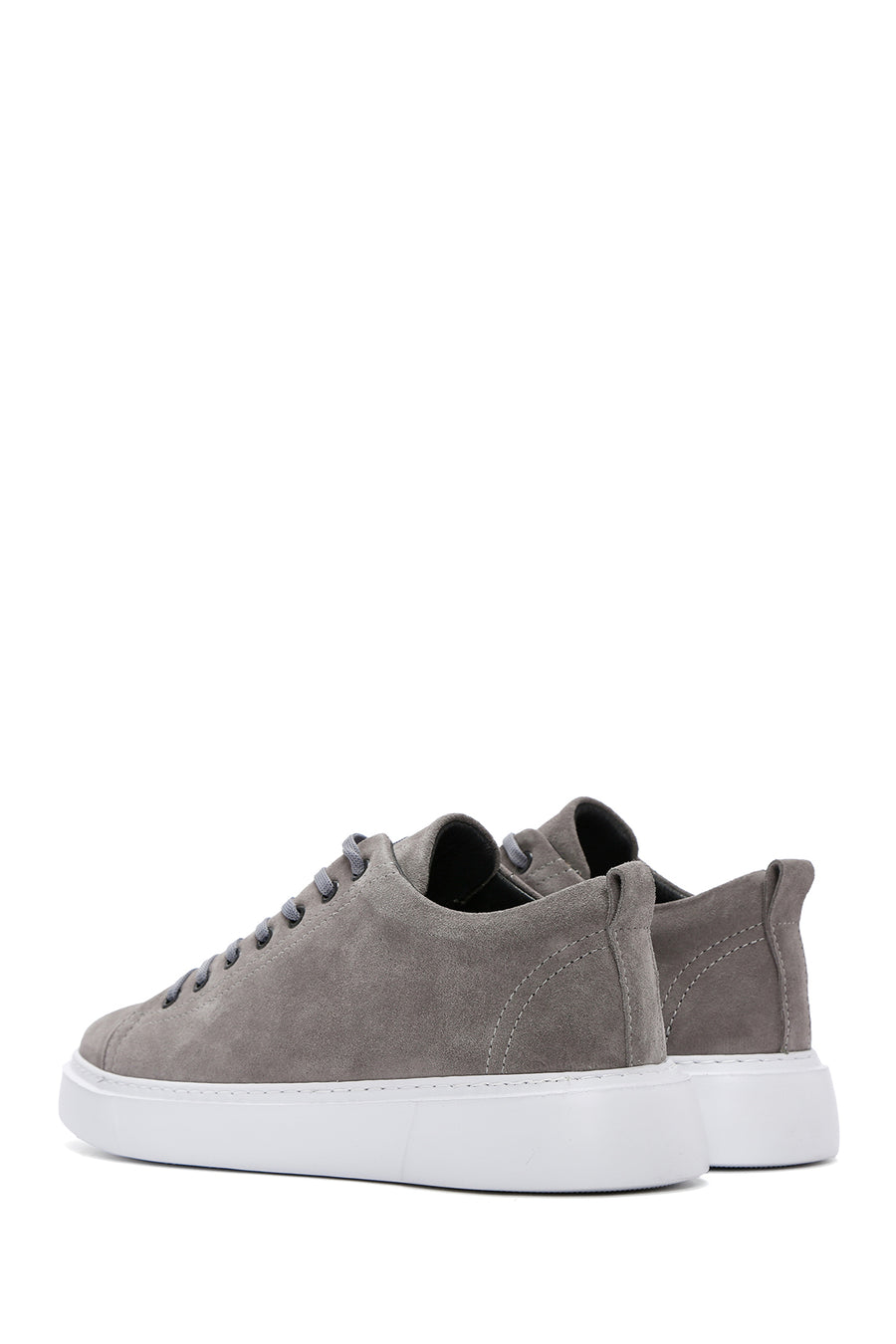 Men's Gray Lace-Up Suede Leather Sneaker