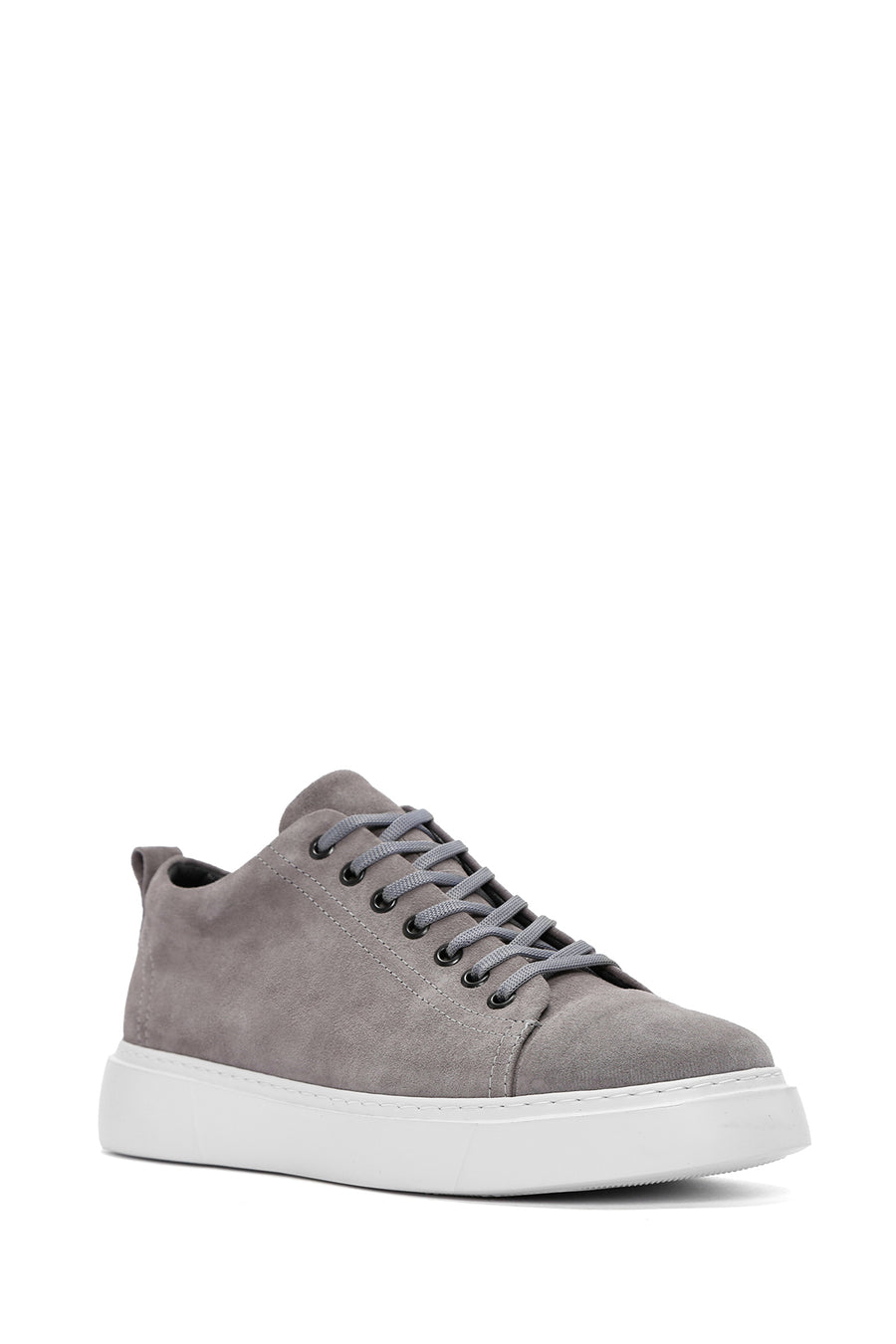 Men's Gray Lace-Up Suede Leather Sneaker