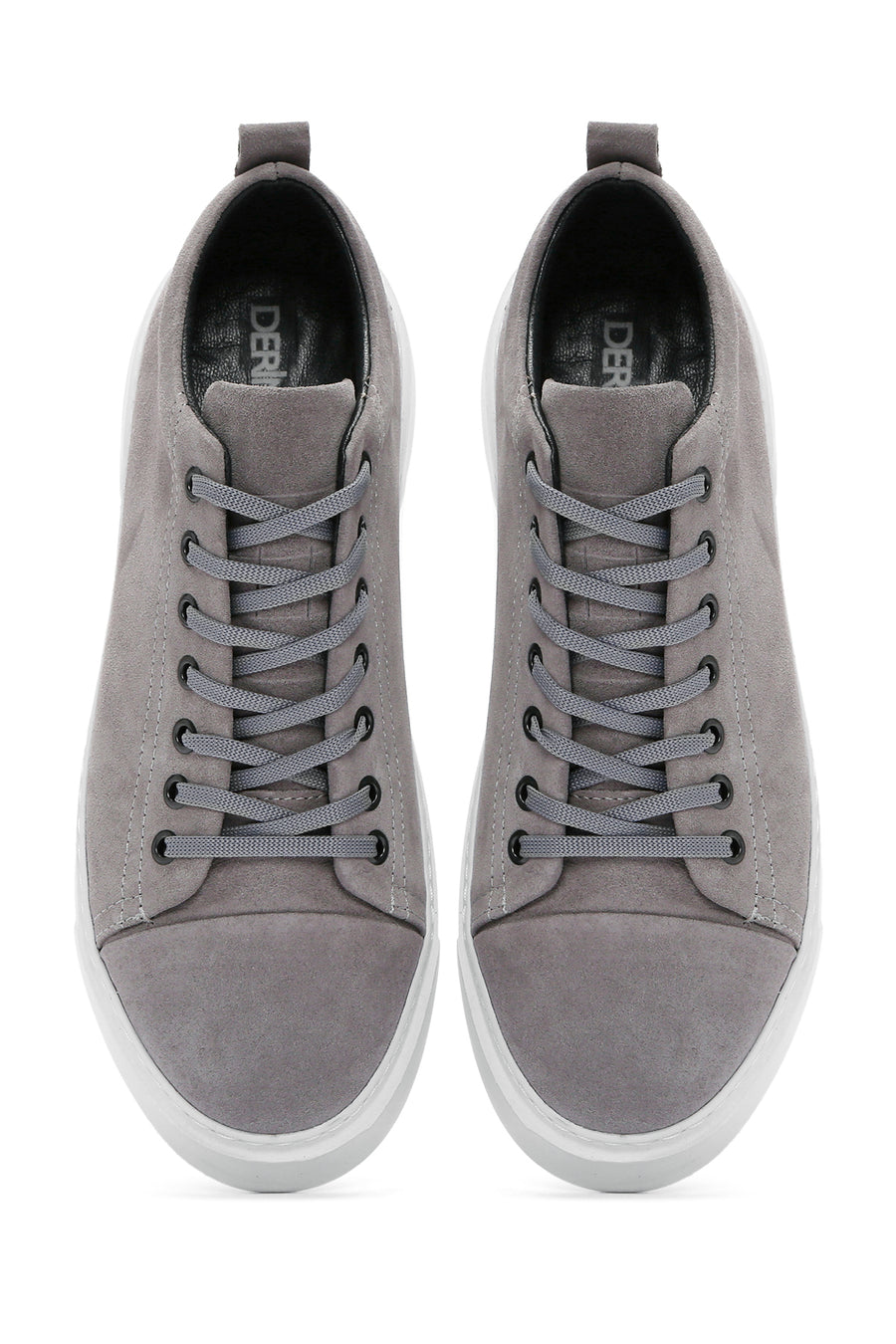 Men's Gray Lace-Up Suede Leather Sneaker