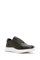 Men's Khaki Lace-up Thick-Sole Leather Sneaker | Derimod