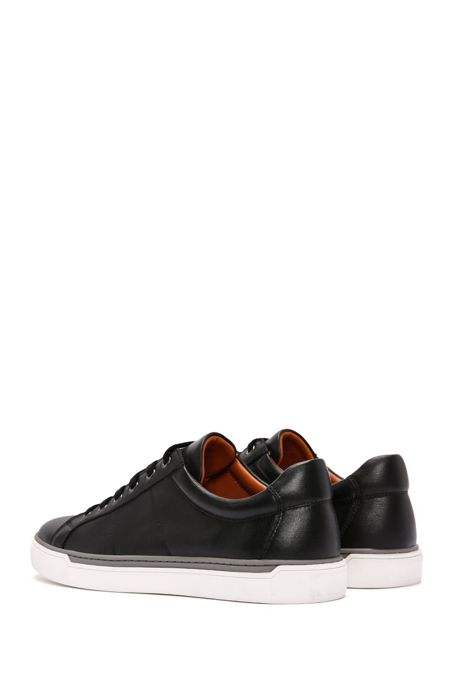 Erkek Siyah Bağcıklı Deri Sneaker