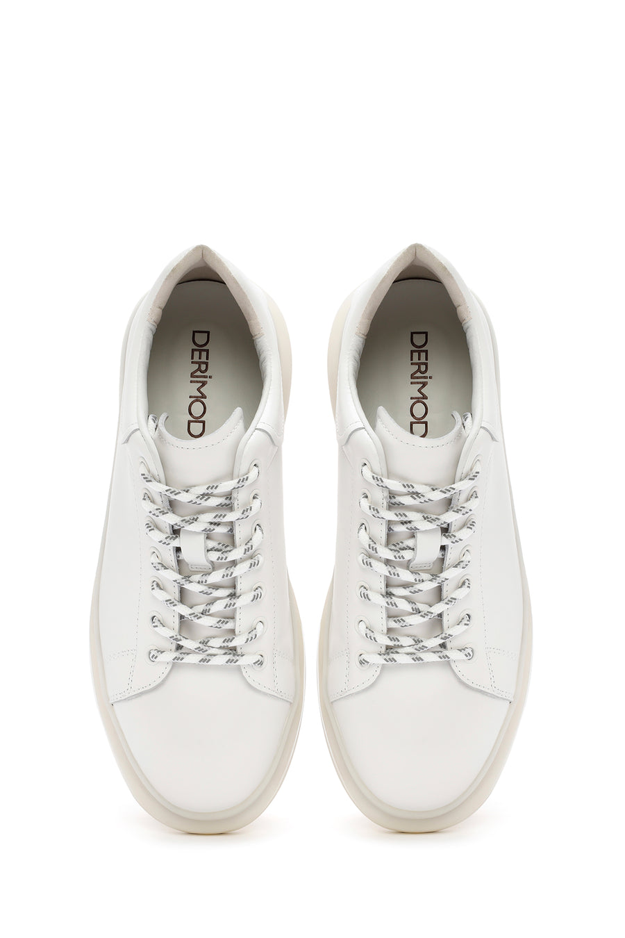 
Men's White Thick Sole Lace-Up Leather Sneaker
