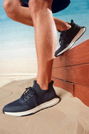 Derimod Zero Men's Blue Lace-Up Thick Sole Fabric Sneaker | Derimod