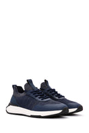 Derimod Zero Men's Blue Lace-Up Thick Sole Fabric Sneaker | Derimod