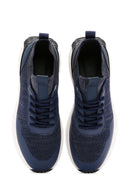 Derimod Zero Men's Blue Lace-Up Thick Sole Fabric Sneaker | Derimod