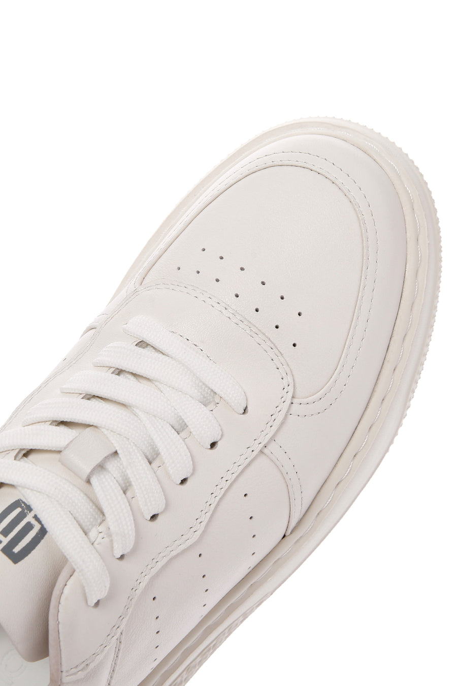 Erkek Beyaz Bağcıklı Kalın Tabanlı Deri Sneaker