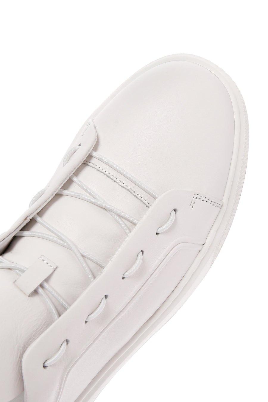 Men's White Lace-up Leather Sneaker