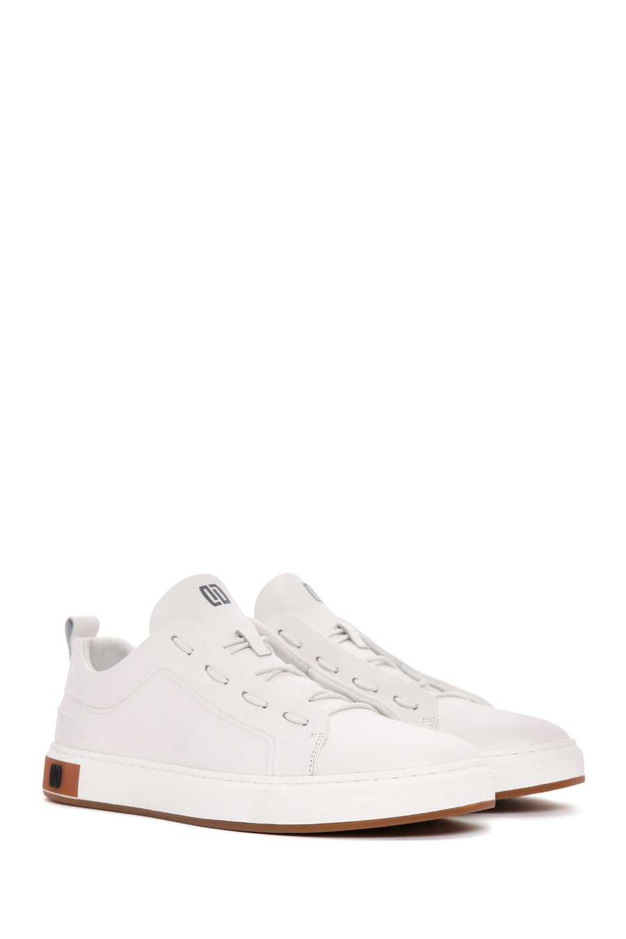 Men's White Lace-up Leather Sneaker
