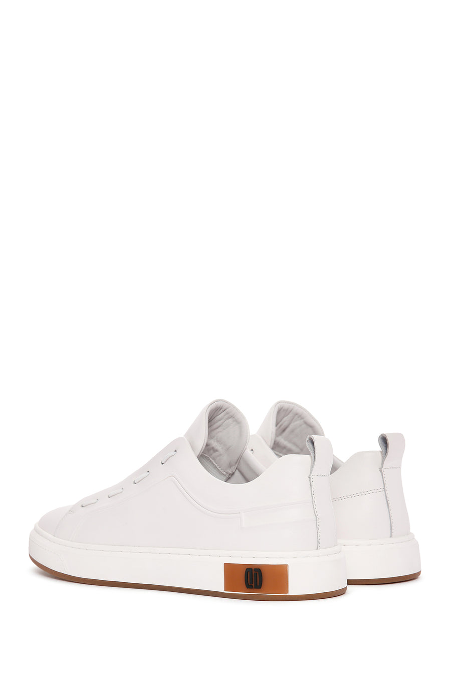 Men's White Lace-up Leather Sneaker