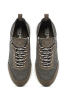 Derimod Zero Men's Beige Thick-Soled Lace-Up Fabric Sneakers | Derimod