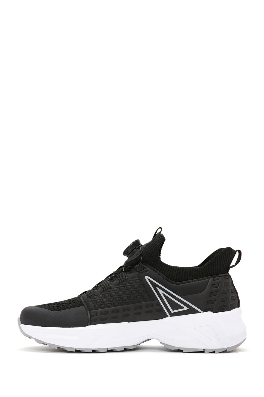 Men's Black Lacing Mechanism Thick Sole Leather Sneaker