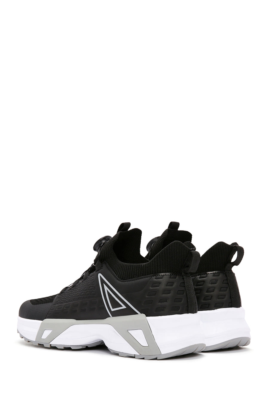 Men's Black Lacing Mechanism Thick Sole Leather Sneaker