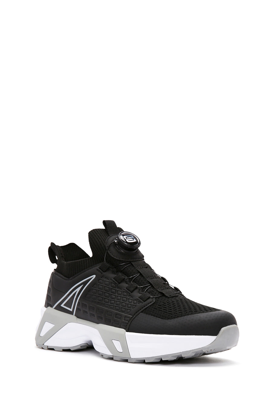Men's Black Lacing Mechanism Thick Sole Leather Sneaker