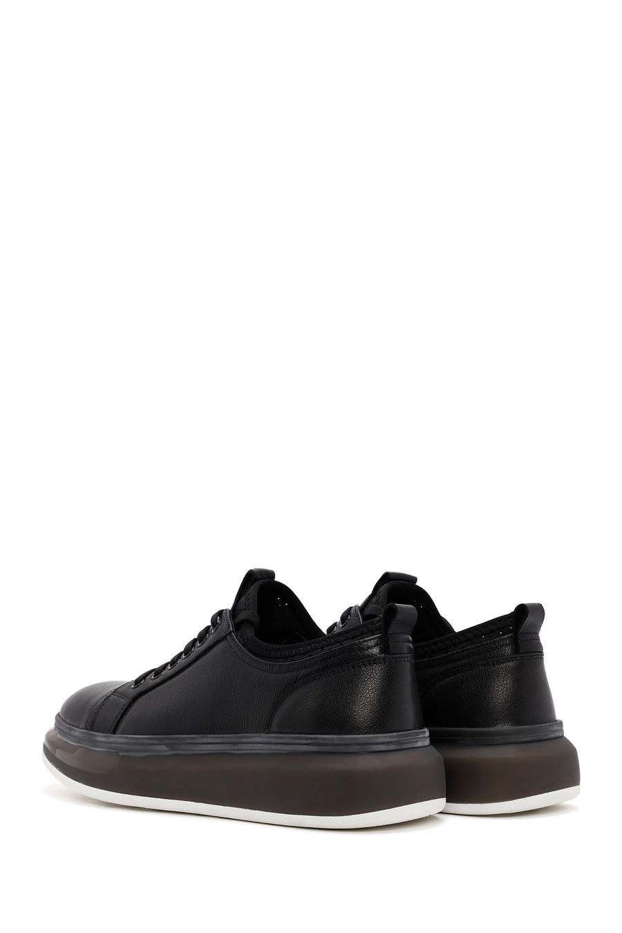 
Men's Black Thick Sole Lace-Up Leather Sneaker
