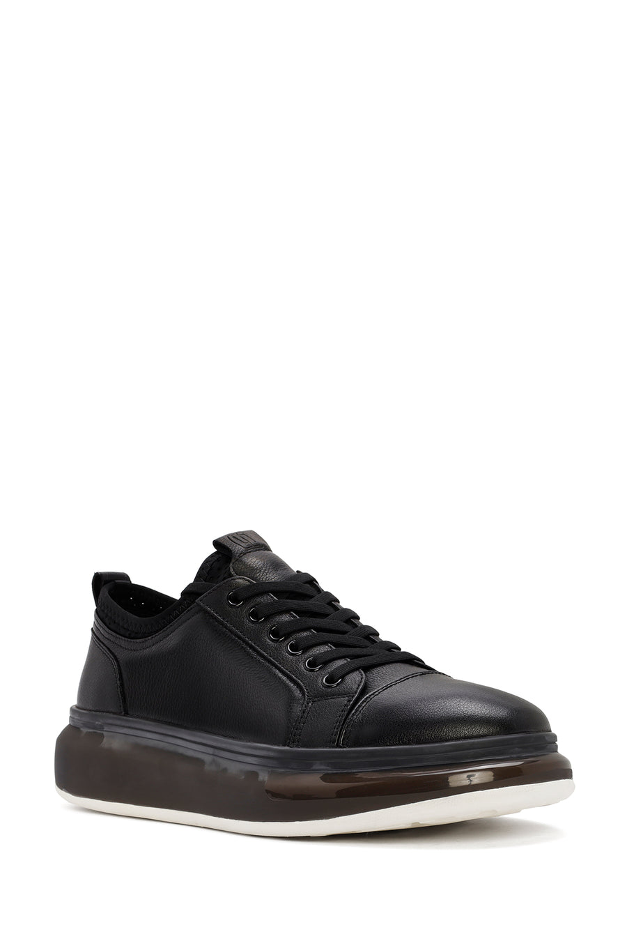 
Men's Black Thick Sole Lace-Up Leather Sneaker
