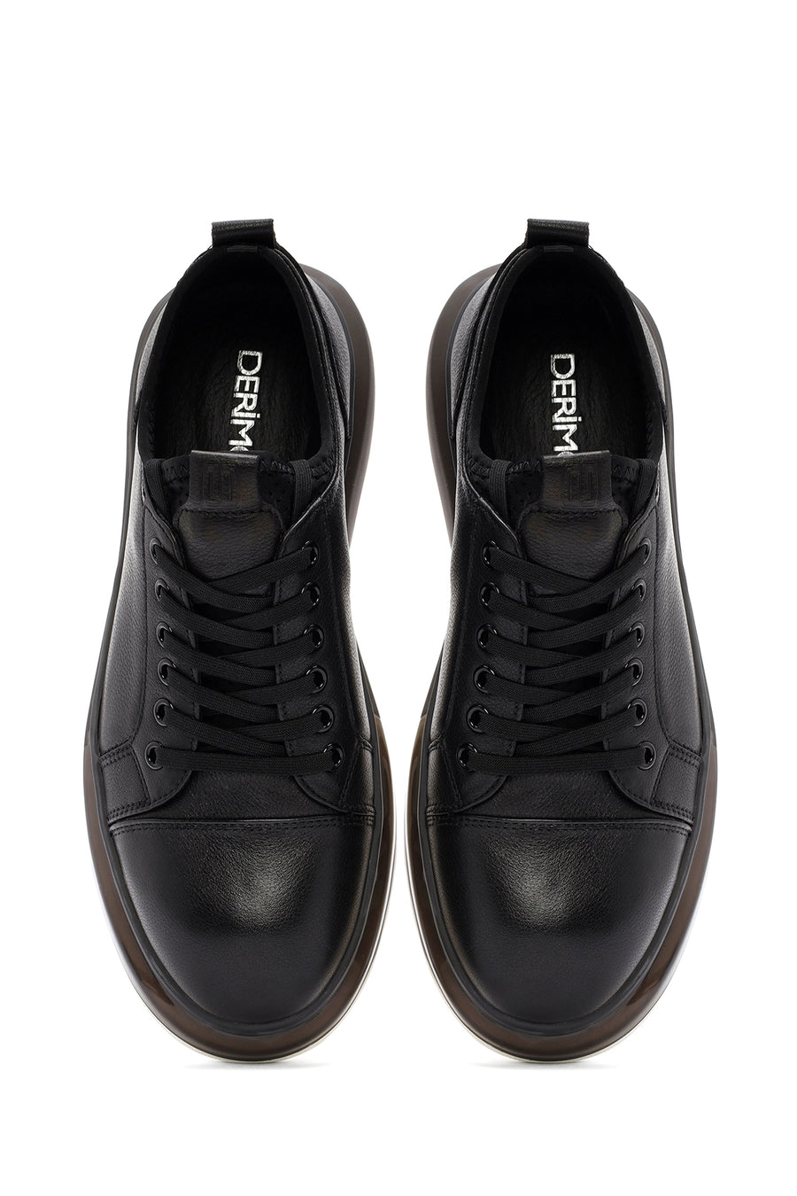 
Men's Black Thick Sole Lace-Up Leather Sneaker
