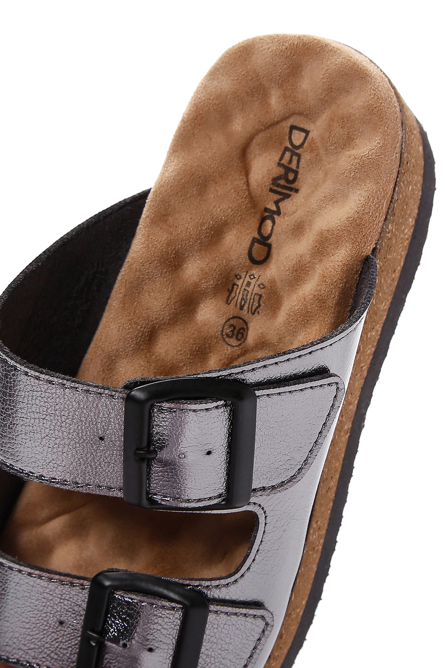 Women's Silver Buckled Comfort Slippers