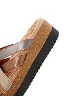 Women's Bronze Thick Soled Comfort Slippers | Derimod