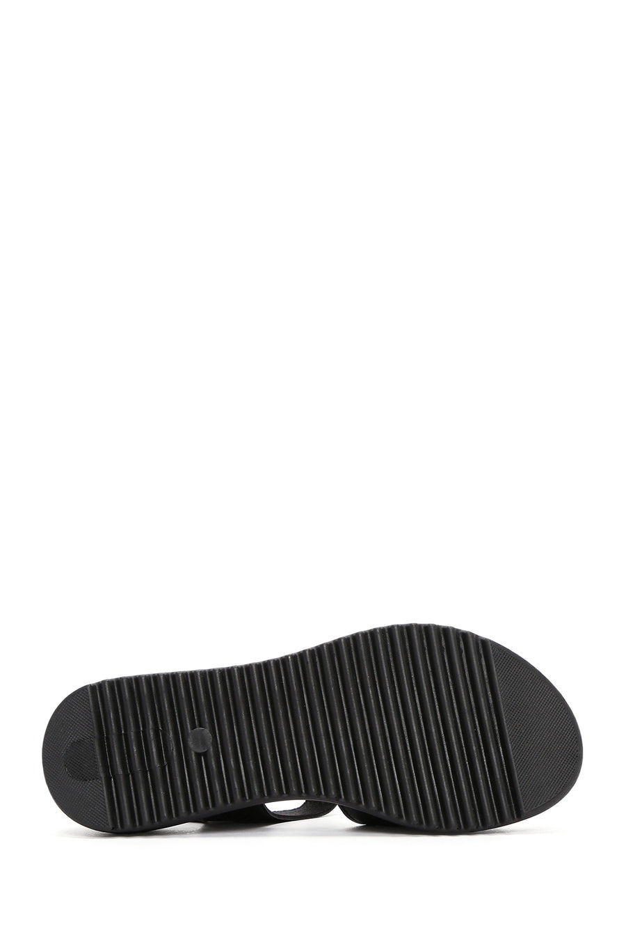 Women's Black Thick Sole Comfort Sandals with Ankle Strap