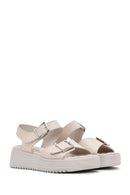Women's Cream Thick-Soled Comfort Sandals with Ankle Strap | Derimod